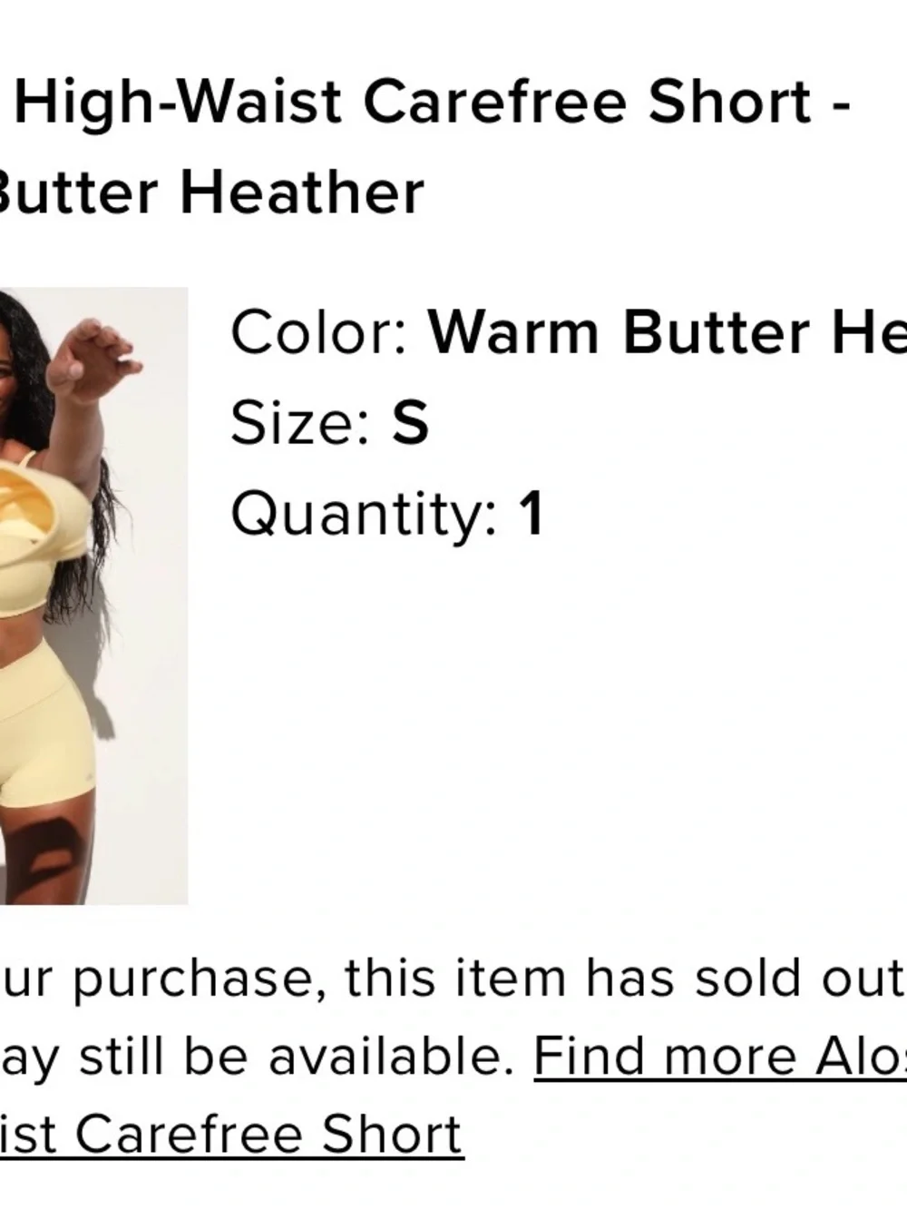 ALO Yoga Alosoft High-Waist Carefree Short in Warm Butter Heather - Picture 2 of 2